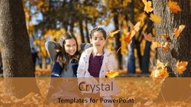  Presentation with maple leaves - Presentation design consisting of two-girls-are-sitting background and a gold colored foreground