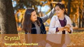  Presentation with maple leaves - Presentation featuring two-girls-are-sitting background and a red colored foreground