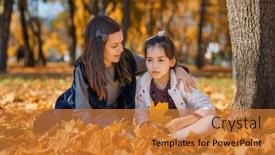  Presentation with maple leaves - Presentation theme enhanced with two-girls-are-sitting and a gold colored foreground
