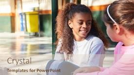  Presentation with summer camp - Slide set featuring two-girls-as-best-friends background and a lemonade colored foreground