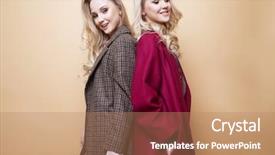  Presentation with indoor winter - PPT theme consisting of two girls best friends posing background and a  colored foreground