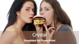  Presentation with divide - Presentation consisting of two girls divide one sandwich background and a tawny brown colored foreground