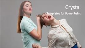  Presentation with black women and teen girls - Beautiful slide deck featuring two girls fighting women quarrel backdrop and a gray colored foreground