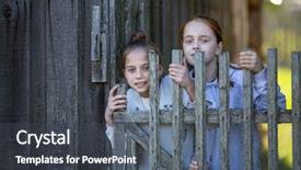  Presentation with village - Cool new presentation theme with two girls friends in village backdrop and a  colored foreground