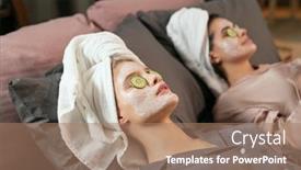  Presentation with clay faces - Theme consisting of two-girls-in-silk-pajamas background and a coral colored foreground