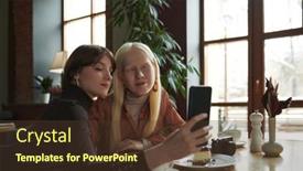  Presentation with green screen - Theme having two-girls-in-smart-casualwear background and a tawny brown colored foreground