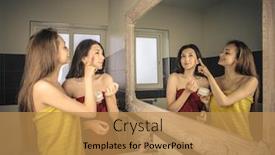  Presentation with bathroom - Theme consisting of two-girls-in-the-bathroom background and a gold colored foreground
