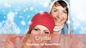  Presentation with keyword - PPT theme consisting of two girls in winter clothes having fun together keyword for this collection is snowmakers77 background and a coral colored foreground