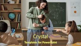  Presentation with school - Presentation theme featuring two-girls-laughing-at-junior background and a tawny brown colored foreground