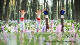 Presentation with meadow - PPT theme featuring two girls lying in blooming background and a seafoam green colored foreground