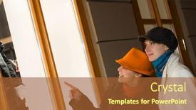  Presentation with wine shop and barrel - Amazing presentation theme having two-girls-near-the-shop backdrop and a red colored foreground