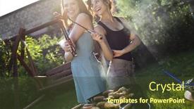  Presentation with grill - Colorful theme enhanced with two girls on grill backdrop and a tawny brown colored foreground