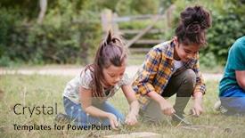  Presentation with girls trip - Audience pleasing slide set consisting of two-girls-on-outdoor-camping backdrop and a mint green colored foreground