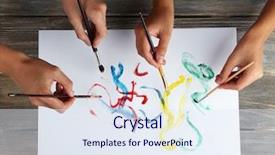  Presentation with colorful - Slides with two girls painting with paintbrush background and a  colored foreground