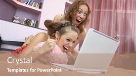  Presentation with show - Beautiful presentation featuring two-girls-passionately-observe backdrop and a coral colored foreground