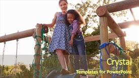  Presentation with home garden - Amazing presentation having two girls playing outdoors at home on garden slide backdrop and a tawny brown colored foreground