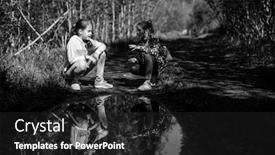  Presentation with black girls - Amazing presentation design having two girls sisters or girlfriends are talking emotionally in the park black and white photo backdrop and a dark gray colored foreground