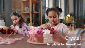  Presentation with craft - Cool new slides with two-girls-sitting-at-craft backdrop and a violet colored foreground