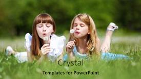  Presentation with summer time - Slides enhanced with two girls spending time together in the summer park background and a seafoam green colored foreground