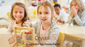  Presentation with math - Audience pleasing slide deck consisting of two-girls-studying backdrop and a coral colored foreground