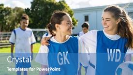  Presentation with appreciating - Presentation with two-girls-talking-to-each background and a teal colored foreground