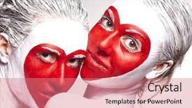  Presentation with faces - Beautiful slides featuring two girls with painted faces backdrop and a coral colored foreground