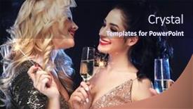  Presentation with glamour - PPT theme featuring two-glamour-young-women background and a wine colored foreground