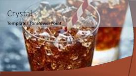  Presentation with soda - Presentation enhanced with two glasses filled with ice and soda pop with striped straw background and a light blue colored foreground