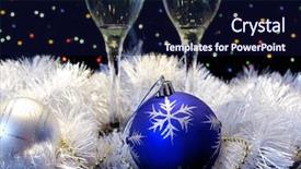  Presentation with spheres - Audience pleasing theme consisting of two glasses of a champagne and new year's spheres backdrop and a navy blue colored foreground