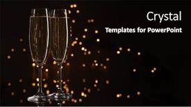 Presentation with led lights - Amazing slides having two glasses of champagne on a dark background with led lights garland copy space for text backdrop and a black colored foreground