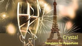  Presentation with eiffel tower - Colorful slide deck enhanced with two-glasses-of-champagne backdrop and a tawny brown colored foreground