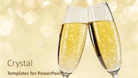  Presentation with party lights - Colorful PPT theme enhanced with two-glasses-of-champagne backdrop and a cream colored foreground
