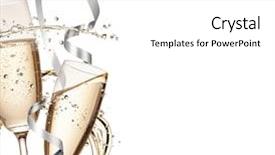  Presentation with champagne - Colorful slides enhanced with two glasses of champagne backdrop and a white colored foreground