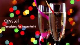  Presentation with christmas lights - Colorful PPT theme enhanced with two glasses of champagne backdrop and a wine colored foreground