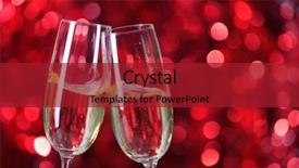  Presentation with champagne - PPT layouts enhanced with two glasses of champagne background and a crimson colored foreground
