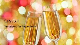  Presentation with champagne - PPT theme consisting of two glasses of champagne background and a yellow colored foreground