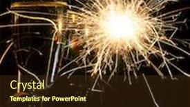  Presentation with champagne - Cool new slide set with two glasses of champagne with burnning sparkler backdrop and a tawny brown colored foreground