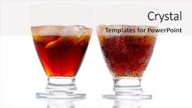  Presentation with coca cola - Audience pleasing theme consisting of two glasses of coca-cola backdrop and a light gray colored foreground