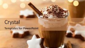  Presentation with christmas chocolate - PPT theme consisting of two glasses of coffee shake background and a coral colored foreground