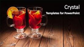  Presentation with mulled wine - Amazing PPT theme having two glasses of hot mulled wine with oranges and spices backdrop and a black colored foreground
