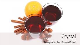  Presentation with wine - Audience pleasing presentation design consisting of two glasses of hot wine - perfect for winter - isolated on white backdrop and a lemonade colored foreground