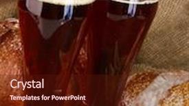  Presentation with canvas - Cool new PPT theme with two glasses of kvass with bread on canvas background close-up backdrop and a wine colored foreground