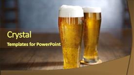  Presentation with wooden lighting - Slide set enhanced with two glasses of light beer background and a tawny brown colored foreground