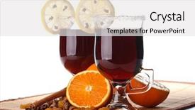  Presentation with mulled wine - Presentation theme having two glasses of mulled wine orange and spices on a white background background and a white colored foreground