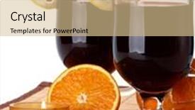  Presentation with mulled wine - Cool new presentation design with two glasses of mulled wine orange and spices on a white background backdrop and a lemonade colored foreground