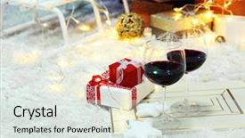  Presentation with mulled wine - Amazing slide set having two glasses of mulled wine on christmas decor background backdrop and a light gray colored foreground