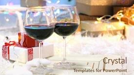  Presentation with mulled wine - Amazing slide deck having two glasses of mulled wine on christmas decor background backdrop and a lemonade colored foreground