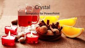  Presentation with mulled wine - Presentation theme featuring two-glasses-of-mulled-wine background and a coral colored foreground