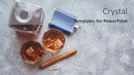  Presentation with cuban - PPT layouts featuring two-glasses-of-old-whiskey background and a light blue colored foreground