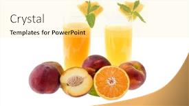  Presentation with orange juice - Colorful presentation design enhanced with two-glasses-of-orange-juice backdrop and a blonde colored foreground